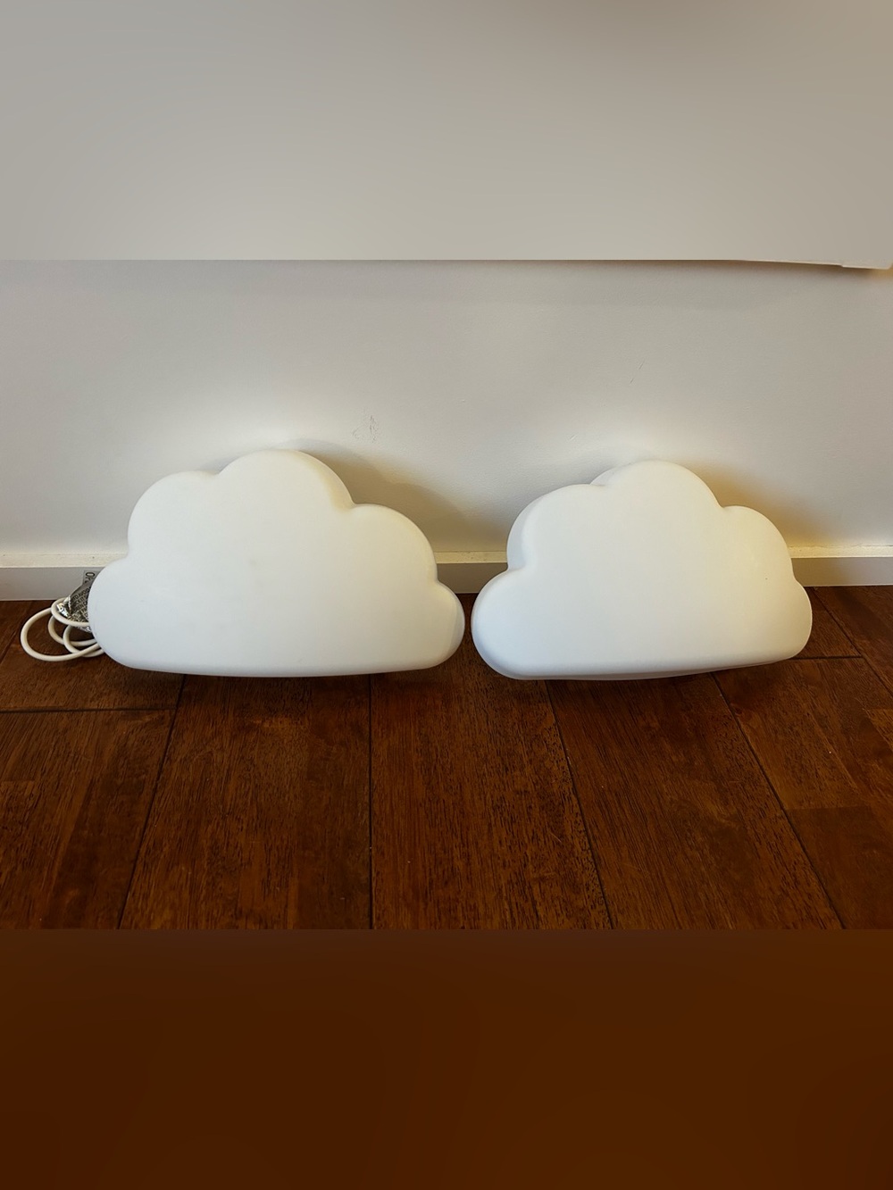 IKEA White Cloud Wall Lamps Pair with Switch on Cord